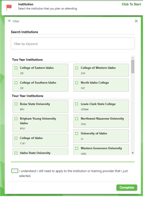 List of eligible institutions and training providers
