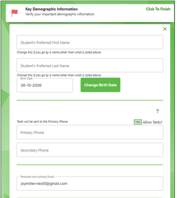 Communication Preferences along with key demographic information