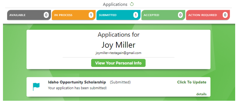 Sample of submitted application